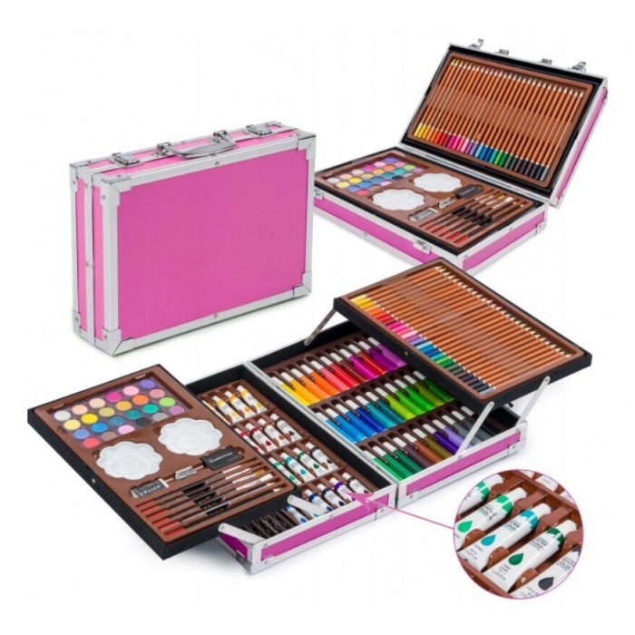 Набір для дитячої творчості та малювання Painting Set 145 предметів Рожевий