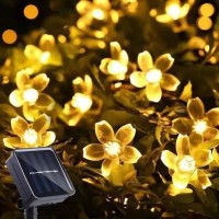 Гирлянда уличная Цветочки 5м 20LED Теплый свет от солнечной панели 