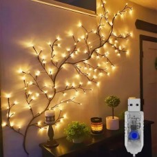 Гирлянда настенная Ветка USB 2,3м 144LED MA734 Теплый свет, черный провод