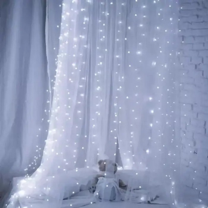 Гірлянда штора з пультом 3*6м 600LED USB MA743white Біле світло