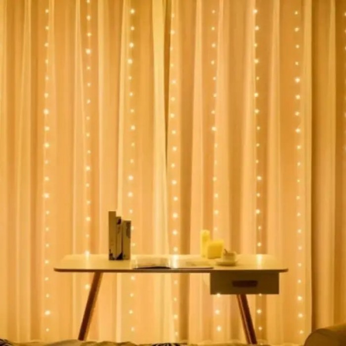 Гірлянда штора з пультом 3*6м 600LED USB MA743warmwhite Тепле світло