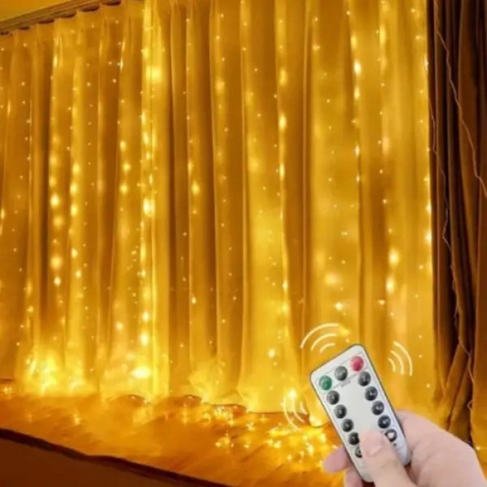 Гірлянда штора з пультом 3*6м 600LED USB MA743warmwhite Тепле світло