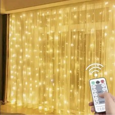 Гирлянда штора 3x3м 300LED USB с пультом Теплый свет