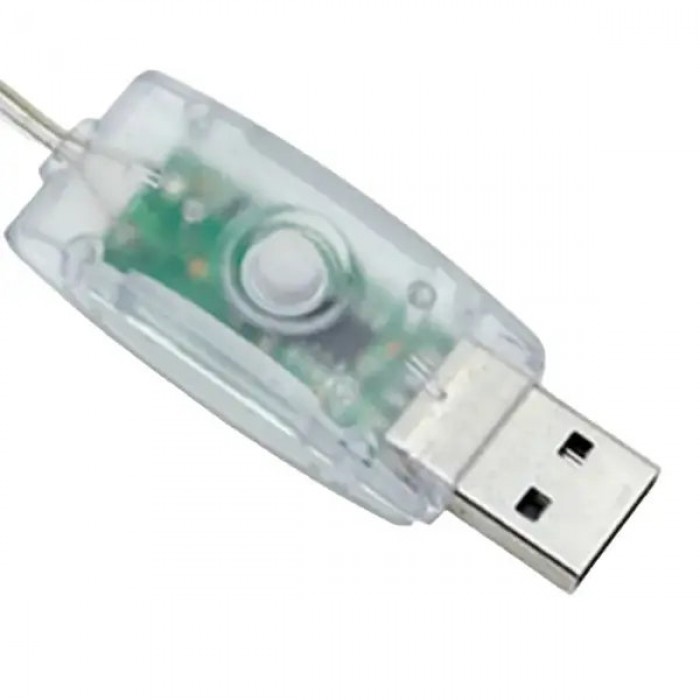Гирлянда штора 3x3м 300LED USB с пультом Теплый свет