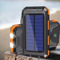 Power bank 50000mAh с компасом и на солнечной батарее Черный с оранжевым