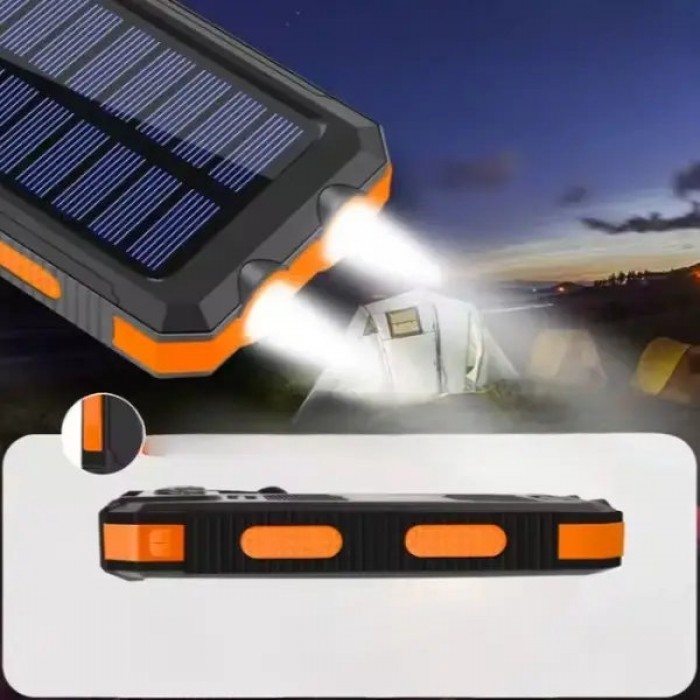 Power bank 50000mAh з компасом та сонячною батареєю Чорний з помаранчевим