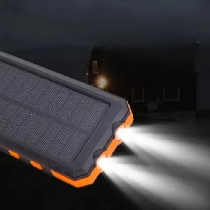 Power bank 50000mAh з компасом та сонячною батареєю Чорний з помаранчевим