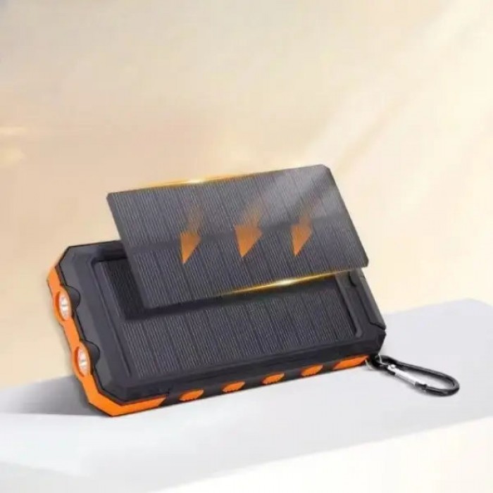Power bank 50000mAh з компасом та сонячною батареєю Чорний з помаранчевим