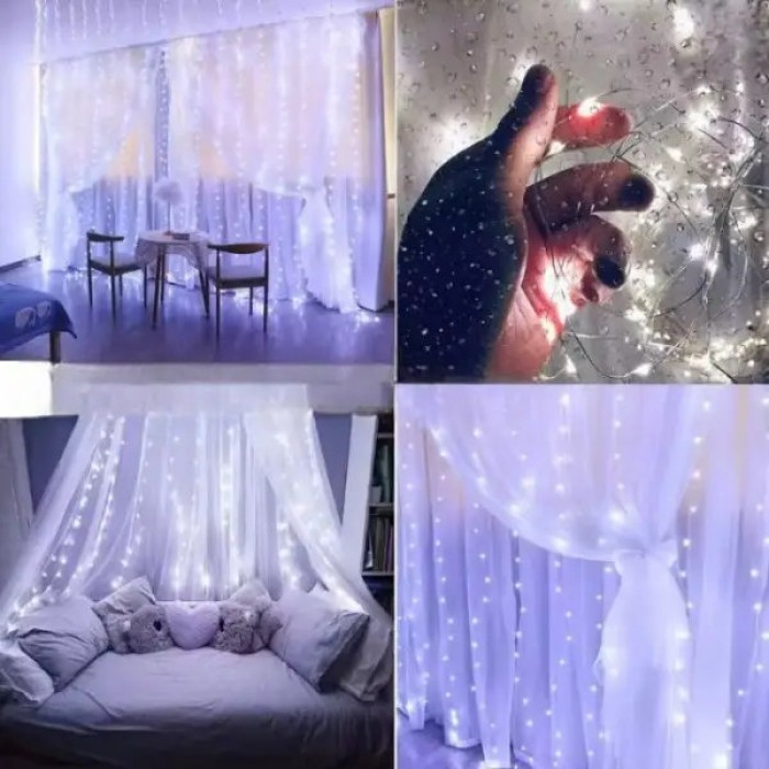Гірлянда штора з пультом 3*6м 600LED USB MA743white Біле світло