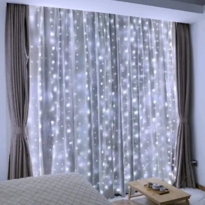 Гірлянда штора з пультом 3*6м 600LED USB MA743white Біле світло