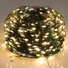 Гирлянда "Роса" зеленая проволока USB с пультом д/у 100м 1000LED Теплый свет