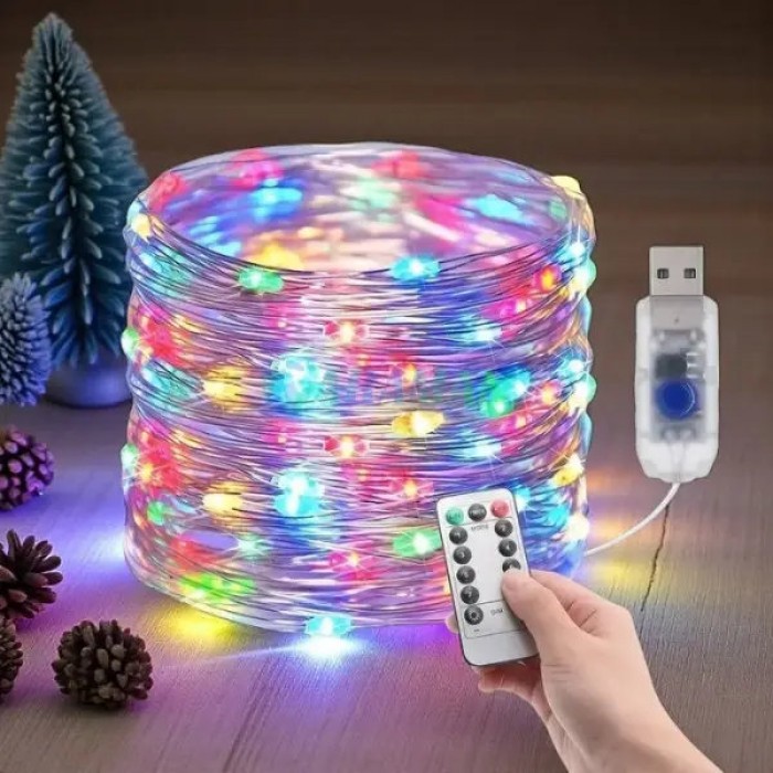 Гірлянда роса внутрішня лінійна з пультом 40м 400LED USB LU988multi Мультиколор