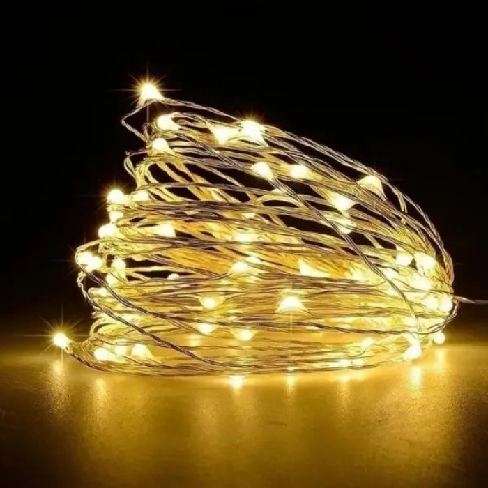 Гирлянда роса линейная USB с пультом 20 м 200LED Желтый