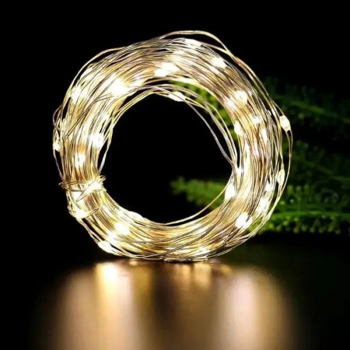 Гирлянда роса линейная USB с пультом 20 м 200LED Желтый