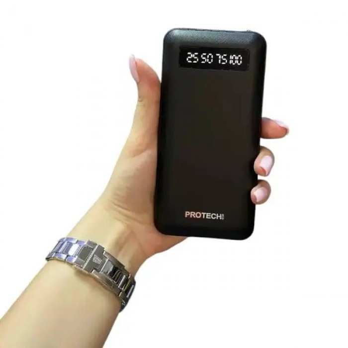 Power bank з функцією швидкого заряджання + кабель Type c/iphone/Micro/ 10000 МАч PROTECH Чорний