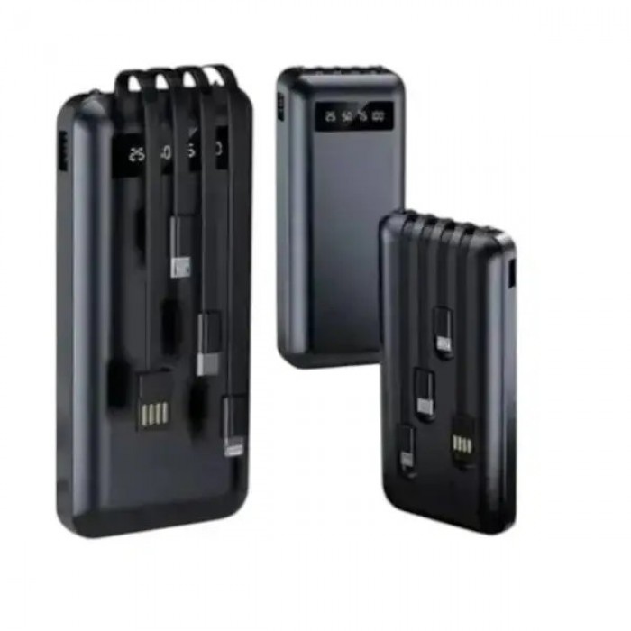 Power bank з функцією швидкого заряджання + кабель Type c/iphone/Micro/ 10000 МАч PROTECH Чорний