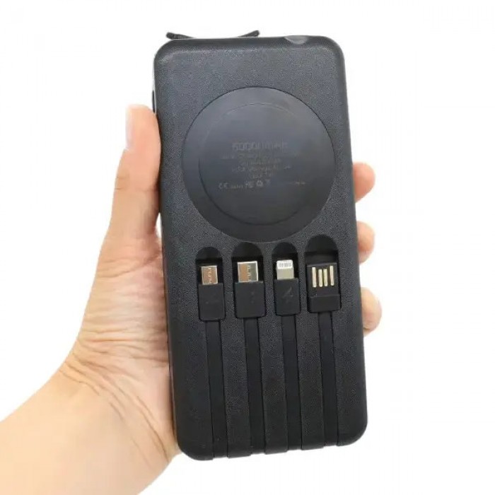 Power Bank с солнечной панелю и 4 встроенными шнурами Solar 50000 mAh Черный