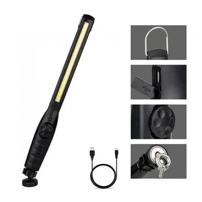 Ліхтарик BL 821+ з магнітом COB 18650 акумулятор заряджання від USB