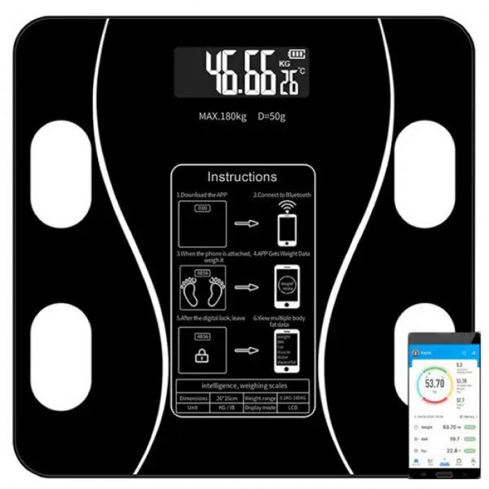 Весы напольные умные A-8003 Bluetooth до 180 кг