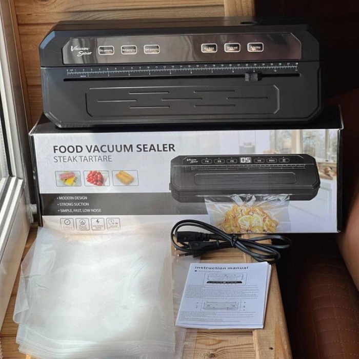 Вакуумний пакувальник для харчових продуктів Food Vacuum Sealer, сенсорний побутовий вакууматор для дому Чорний LY-881-Black