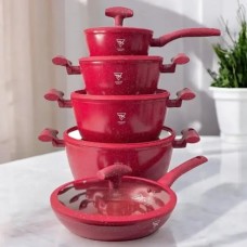Набір посуду з кришками з антипригарним покриттям 10 предметів Тор Kitchen ТК00100 Червоний