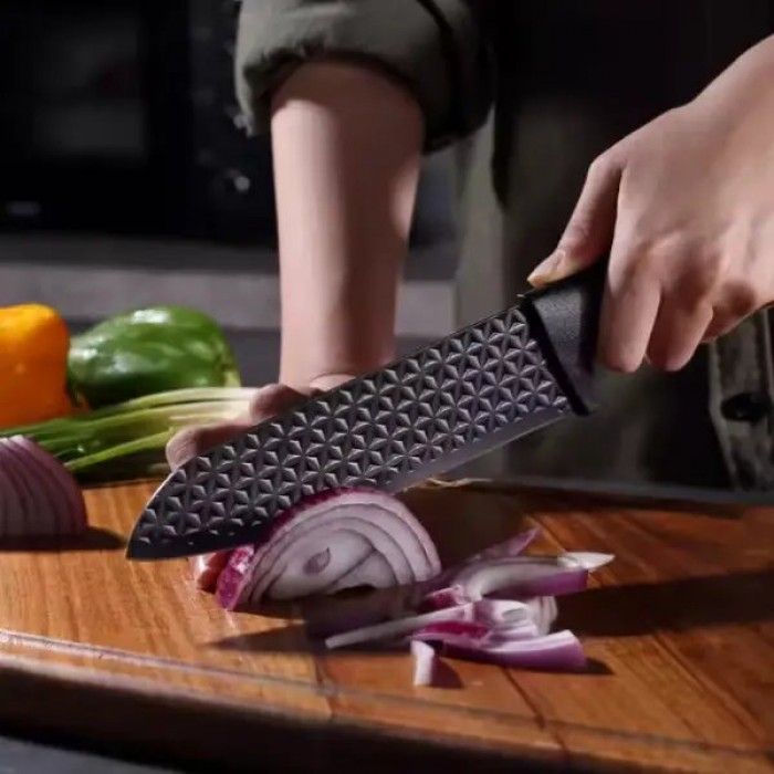 Набір ножів кухонних 4 шт + ножиці та овочечистка Kitchen utensils HA-177 Чорний