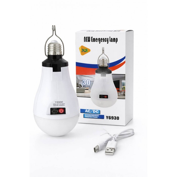 Лампочка акумуляторна 30W з USB-зарядкою, цоколь Е27 SS-6930 з гачком