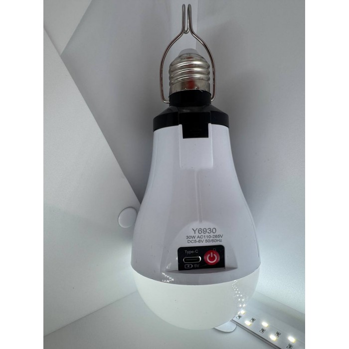 Лампочка акумуляторна 30W з USB-зарядкою, цоколь Е27 SS-6930 з гачком
