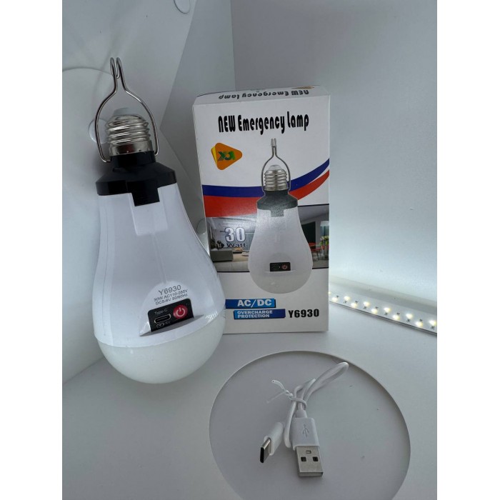 Лампочка акумуляторна 30W з USB-зарядкою, цоколь Е27 SS-6930 з гачком