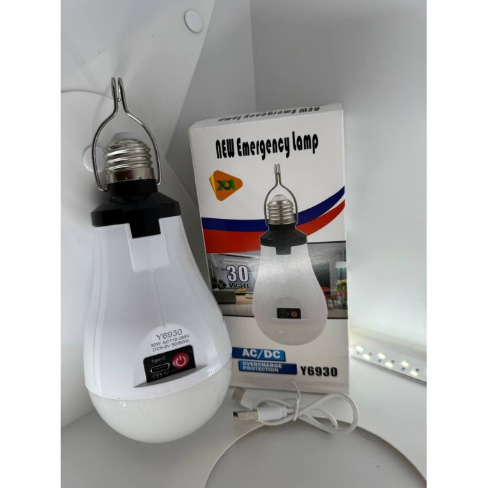 Лампочка акумуляторна 30W з USB-зарядкою, цоколь Е27 SS-6930 з гачком