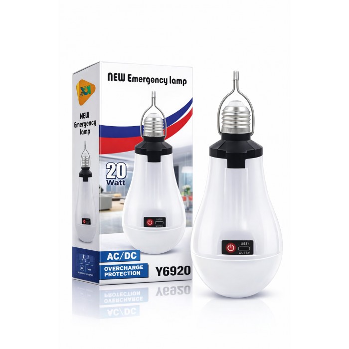Лампочка акумуляторна 20W з USB-зарядкою, цоколь Е27 SS-6920 з гачком