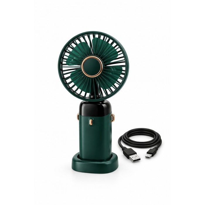 Вентилятор міні складаний з підставкою для телефону та дисплеєм Mini fan AND XL-1294 N15 Зелений