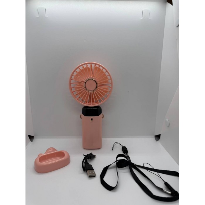 Вентилятор міні складаний з підставкою для телефону та дисплеєм Mini fan AND XL-1294 N15 Рожевий