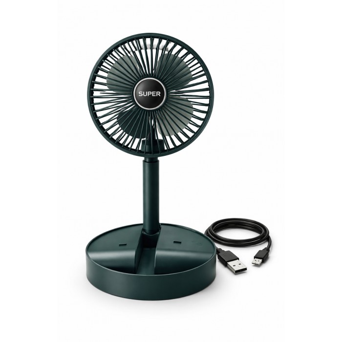 Вентилятор міні-портативний Telescopic Folding Fan складний, настільний з USB-зарядкою Зелений