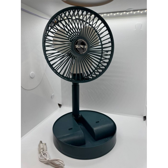Вентилятор міні-портативний Telescopic Folding Fan складний, настільний з USB-зарядкою Зелений