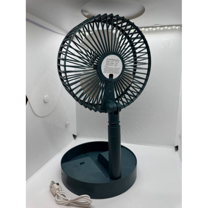 Вентилятор міні-портативний Telescopic Folding Fan складний, настільний з USB-зарядкою Зелений