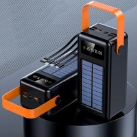 Power Bank 100000 mAh з ремінцем, ліхтарем та вбудованими кабелями для заряджання YM-638 CX Чорний