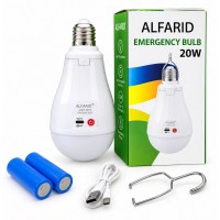 Лампочка акумуляторна 20W з USB-зарядкою, цоколь Е27 з гачком та 2 акумуляторами