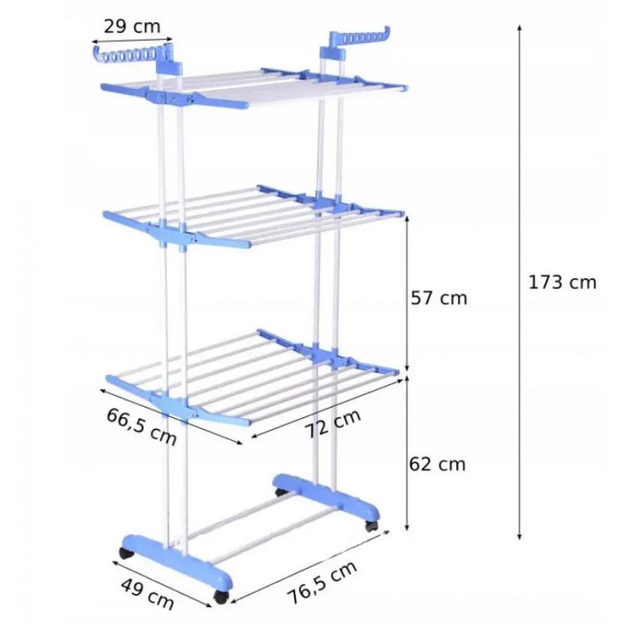 Сушарка для білизни Garment rack with wheels № K12-120 Блакитний