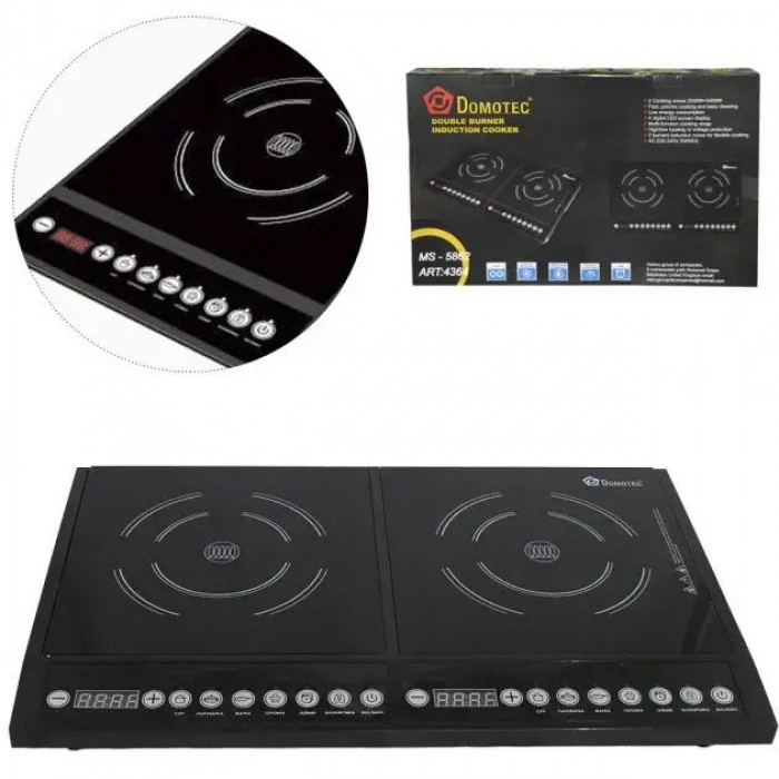 Индукционная электроплита на 2 комфорки Domotec MS-5862 4000W