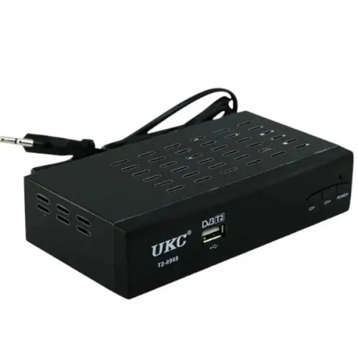 Тюнер цифровий DVB-T2 з підтримкою WiFi адаптера UKC T2-0968 Чорний