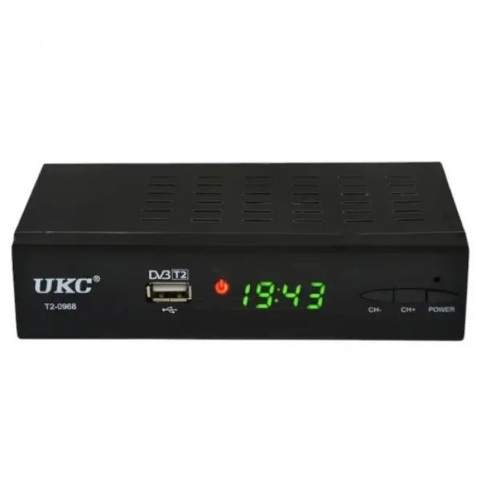 Тюнер цифровий DVB-T2 з підтримкою WiFi адаптера UKC T2-0968 Чорний
