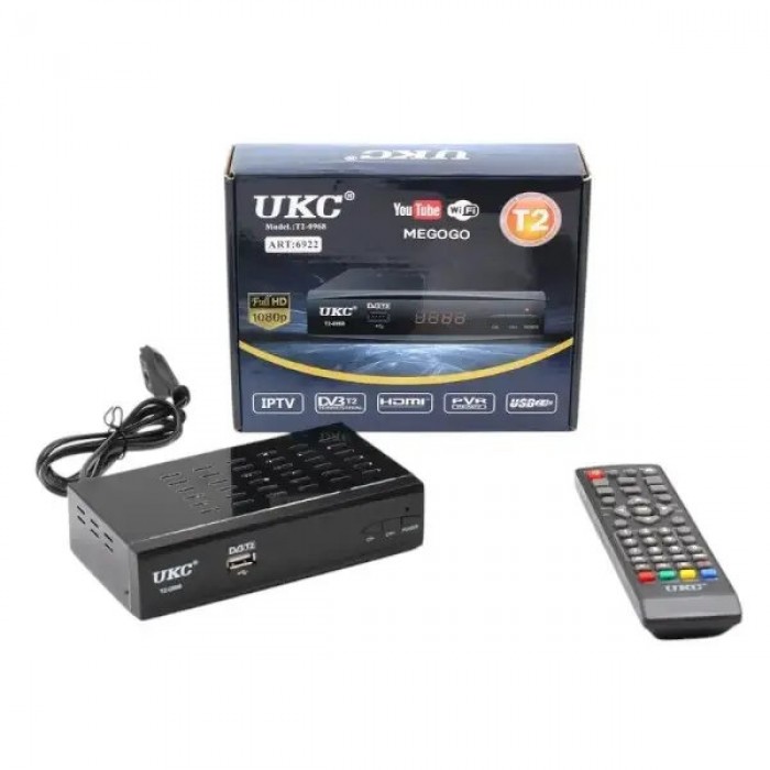 Тюнер цифровий DVB-T2 з підтримкою WiFi адаптера UKC T2-0968 Чорний