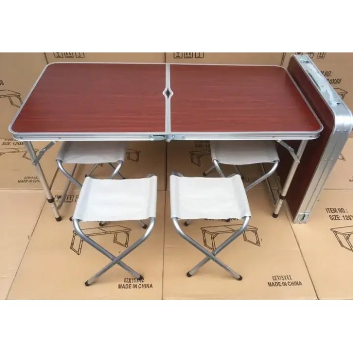 Стол и стулья для пикника Folding Table Темное дерево 