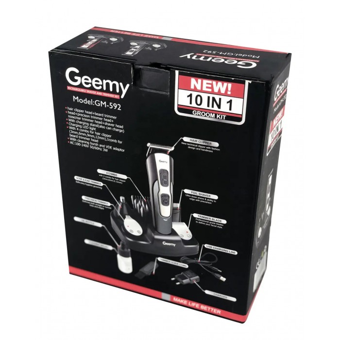 Акумуляторна машинка для стрижки Geemy Gm-592 10 в 1 