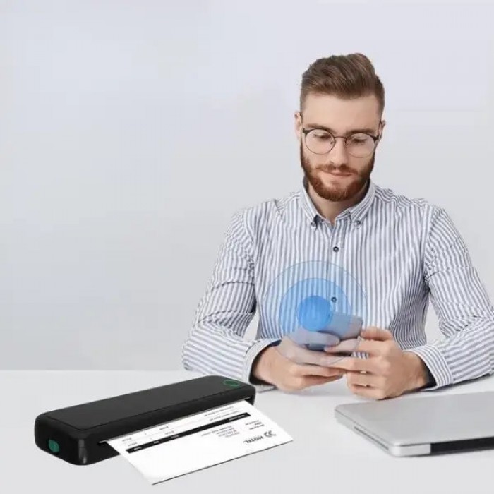 Термопринтер портативний A4 з бездротовим Bluetooth-з'єднанням Phomemo M08F Чорний