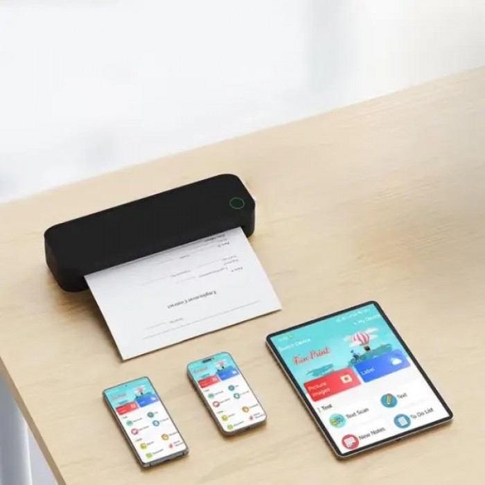 Термопринтер портативний A4 з бездротовим Bluetooth-з'єднанням Phomemo M08F Чорний