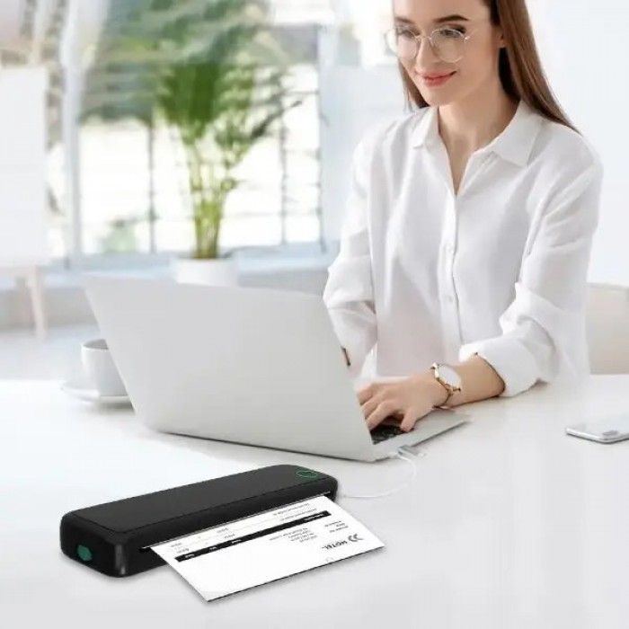 Термопринтер портативний A4 з бездротовим Bluetooth-з'єднанням Phomemo M08F Чорний