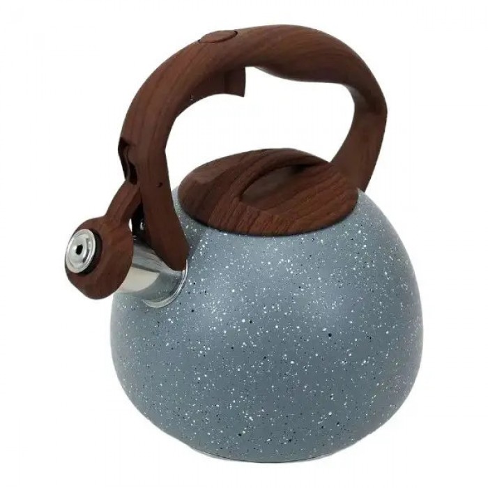 Чайник из нержавеющей стали с гранитным покрытием со свистком 2,7л UNIQUE UN-5306 Светло-серый гранит