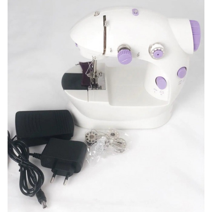 Швейная машинка портативная Mini Sewing Machine SM-202A с адаптером фиолетовая